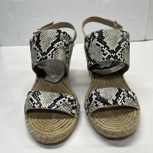Kenneth Cole Wedge Snakeskin Espadrille Sandals Women's 9.5M Open Toe Slingback - Picture 3 of 15